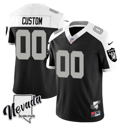 Custom Las Vegas Raiders 2023 Nevada Sliver State Patch Jersey - All Stitched