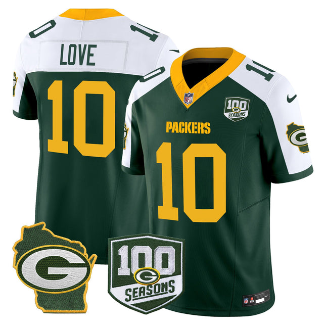 Men's Green Bay Packers 100th Season & Home Patch Vapor Limited Jersey - All Stitched