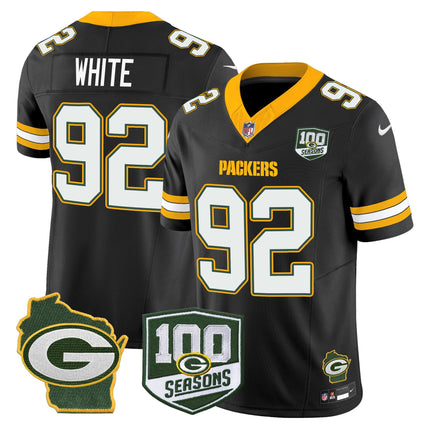 Men's Green Bay Packers 100th Season & Home Patch Vapor Limited Jersey - All Stitched