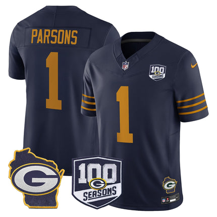 Men's Green Bay Packers 100th Season & Home Patch Vapor Limited Jersey - All Stitched