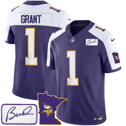 Men's Vikings Bud Grant Patch Classic Limited Jersey V2 - All Stitched