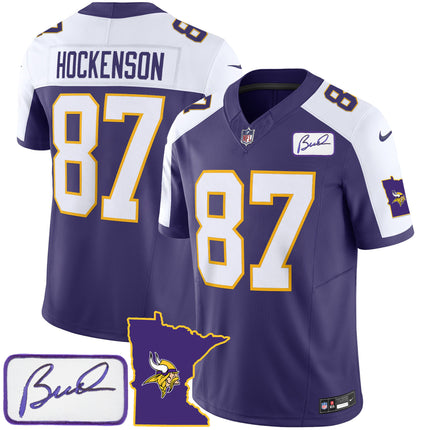 Men's Vikings Bud Grant Patch Classic Limited Jersey V2 - All Stitched