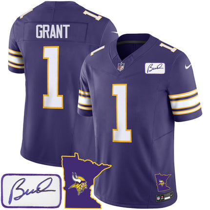 Men's Vikings Bud Grant Patch Classic Limited Jersey V2 - All Stitched