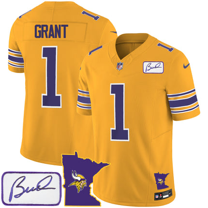 Men's Vikings Bud Grant Patch Classic Limited Jersey V2 - All Stitched