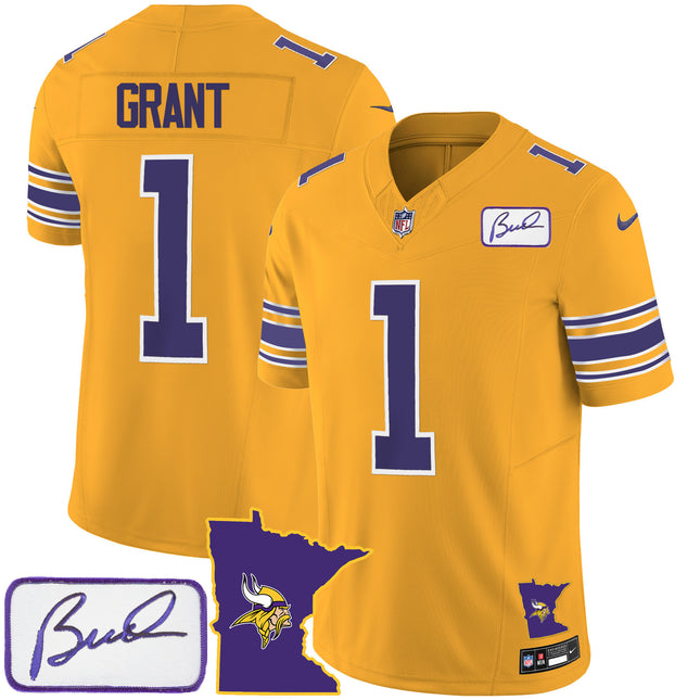 Men's Vikings Bud Grant Patch Classic Limited Jersey V2 - All Stitched