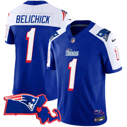 Men's Patriots Massachusetts Patch Vapor Jersey - All Stitched