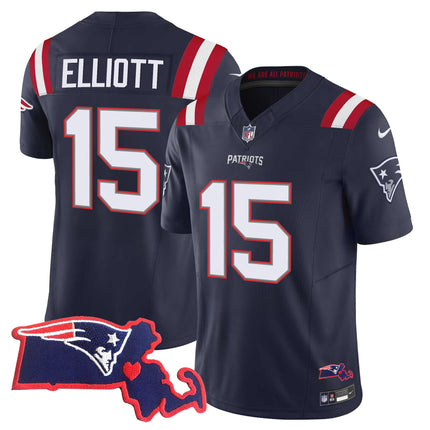 Men's Patriots Massachusetts Patch Vapor Jersey - All Stitched