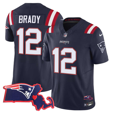 Men's Patriots Massachusetts Patch Vapor Jersey - All Stitched