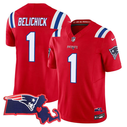 Men's Patriots Massachusetts Patch Vapor Jersey - All Stitched
