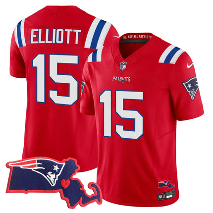 Men's Patriots Massachusetts Patch Vapor Jersey - All Stitched