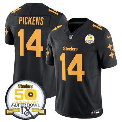 Men's Steelers 50th Anniversary Of Super Bowl IX Patch Vapor Limited Jersey V2 - All Stitched