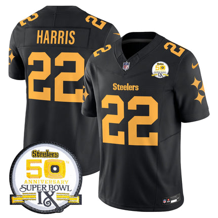 Men's Steelers 50th Anniversary Of Super Bowl IX Patch Vapor Limited Jersey V2 - All Stitched