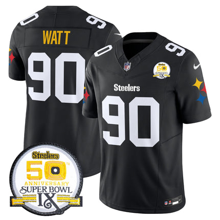 Men's Steelers 50th Anniversary Of Super Bowl IX Patch Vapor Limited Jersey V2 - All Stitched