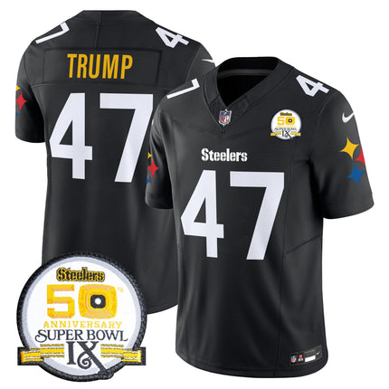 Men's Steelers 50th Anniversary Of Super Bowl IX Patch Vapor Limited Jersey V2 - All Stitched