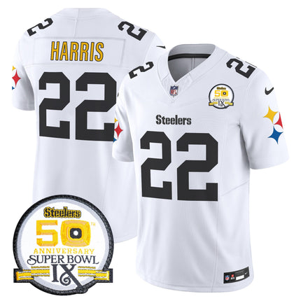 Men's Steelers 50th Anniversary Of Super Bowl IX Patch Vapor Limited Jersey V2 - All Stitched