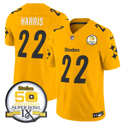 Men's Steelers 50th Anniversary Of Super Bowl IX Patch Vapor Limited Jersey V2 - All Stitched