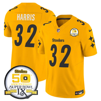 Men's Steelers 50th Anniversary Of Super Bowl IX Patch Vapor Limited Jersey V2 - All Stitched