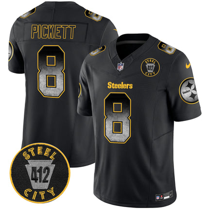 Men's Steelers Arch Smoke 412 Patch Vapor Limited Jersey - All Stitched
