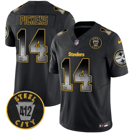 Men's Steelers Arch Smoke 412 Patch Vapor Limited Jersey - All Stitched