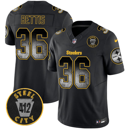 Men's Steelers Arch Smoke 412 Patch Vapor Limited Jersey - All Stitched