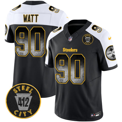 Men's Steelers Arch Smoke 412 Patch Vapor Limited Jersey - All Stitched