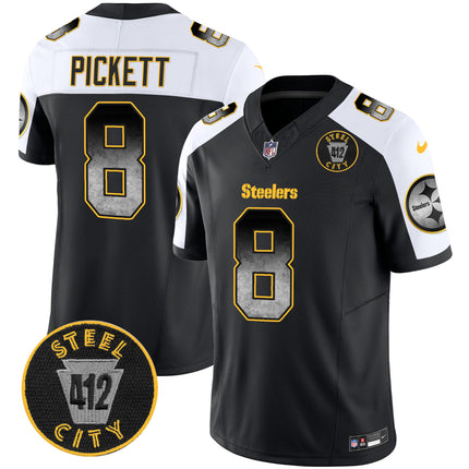 Men's Steelers Arch Smoke 412 Patch Vapor Limited Jersey - All Stitched