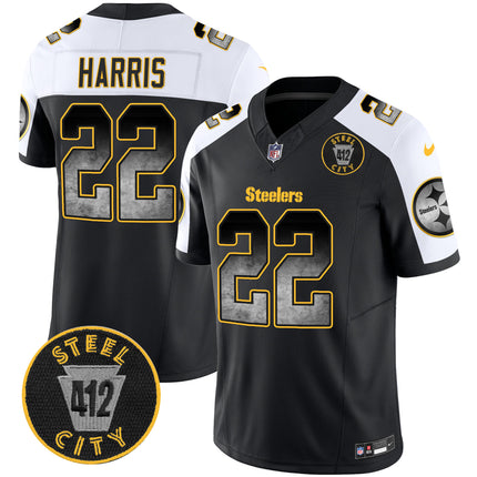 Men's Steelers Arch Smoke 412 Patch Vapor Limited Jersey - All Stitched