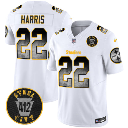 Men's Steelers Arch Smoke 412 Patch Vapor Limited Jersey - All Stitched