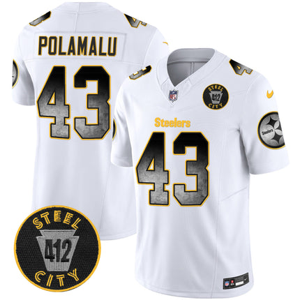 Men's Steelers Arch Smoke 412 Patch Vapor Limited Jersey - All Stitched