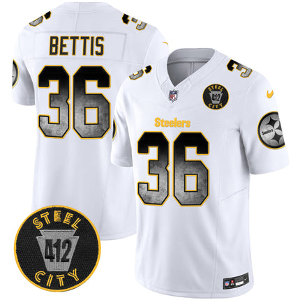 Men's Steelers Arch Smoke 412 Patch Vapor Limited Jersey - All Stitched
