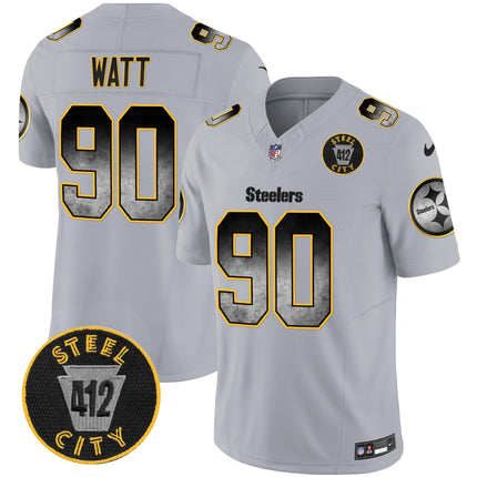 Men's Steelers Arch Smoke 412 Patch Vapor Limited Jersey - All Stitched