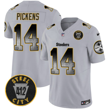 Men's Steelers Arch Smoke 412 Patch Vapor Limited Jersey - All Stitched