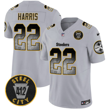 Men's Steelers Arch Smoke 412 Patch Vapor Limited Jersey - All Stitched