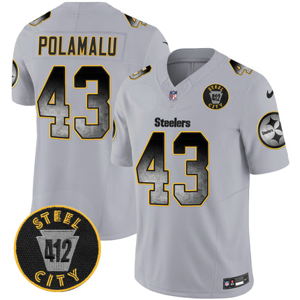 Men's Steelers Arch Smoke 412 Patch Vapor Limited Jersey - All Stitched