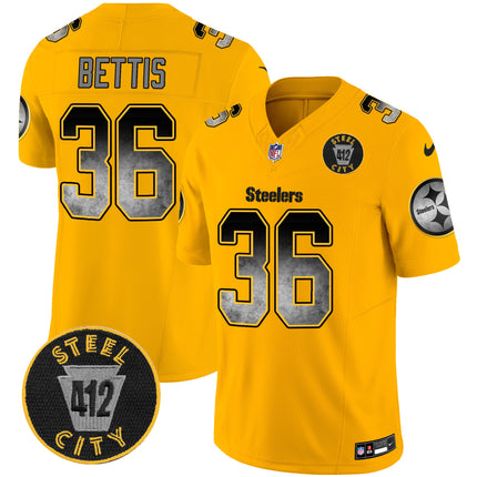 Men's Steelers Arch Smoke 412 Patch Vapor Limited Jersey - All Stitched