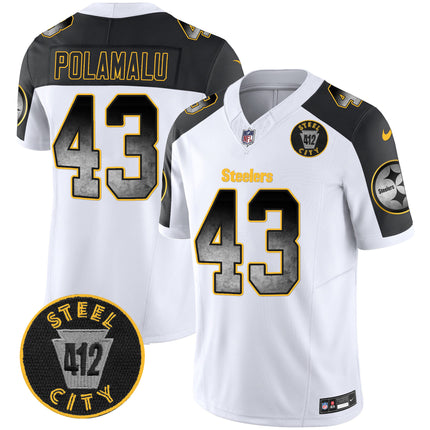 Men's Steelers Arch Smoke 412 Patch Vapor Limited Jersey - All Stitched