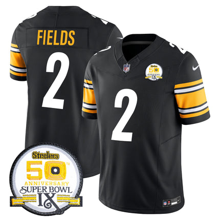 Men's Steelers 50th Anniversary Of Super Bowl IX Patch Vapor Limited Jersey - All Stitched