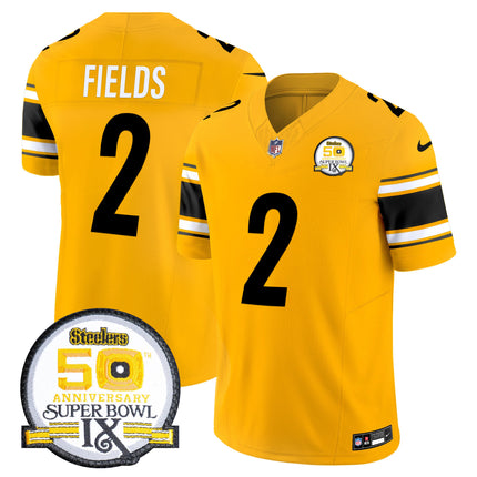 Men's Steelers 50th Anniversary Of Super Bowl IX Patch Vapor Limited Jersey - All Stitched