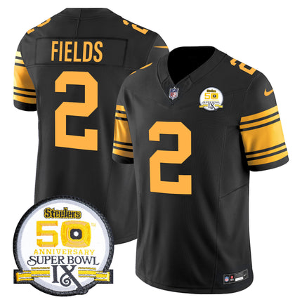 Men's Steelers 50th Anniversary Of Super Bowl IX Patch Vapor Limited Jersey - All Stitched