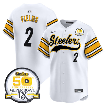 Men's Steelers 50th Anniversary Of Super Bowl IX Patch Vapor Premier Baseball Jersey - All Stitched