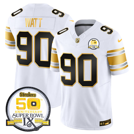 Men's Steelers 50th Anniversary of Super Bowl IX Patch Gold Vapor Limited Jersey - All Stitched