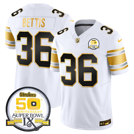 Men's Steelers 50th Anniversary of Super Bowl IX Patch Gold Vapor Limited Jersey - All Stitched