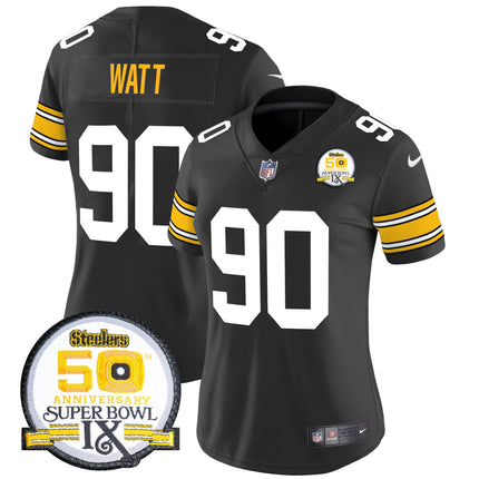 Women's Steelers 50th Anniversary Of Super Bowl IX Patch Vapor Limited Jersey - All Stitched