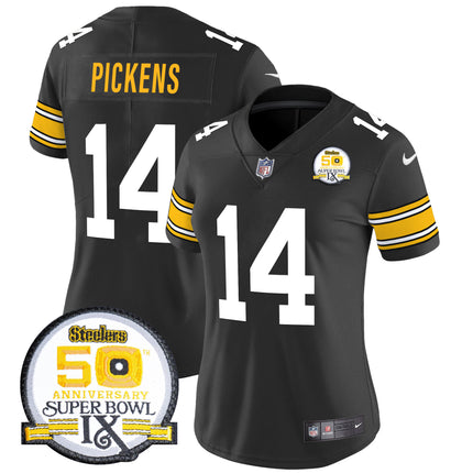Women's Steelers 50th Anniversary Of Super Bowl IX Patch Vapor Limited Jersey - All Stitched