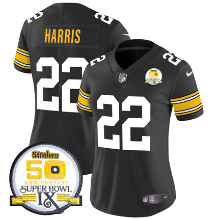 Women's Steelers 50th Anniversary Of Super Bowl IX Patch Vapor Limited Jersey - All Stitched