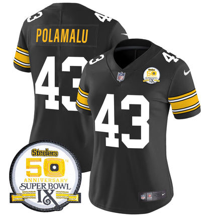 Women's Steelers 50th Anniversary Of Super Bowl IX Patch Vapor Limited Jersey - All Stitched