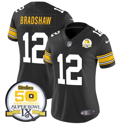 Women's Steelers 50th Anniversary Of Super Bowl IX Patch Vapor Limited Jersey - All Stitched