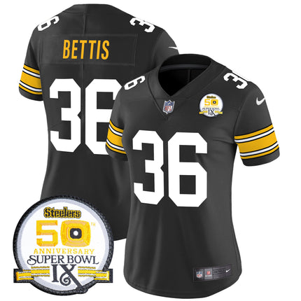 Women's Steelers 50th Anniversary Of Super Bowl IX Patch Vapor Limited Jersey - All Stitched