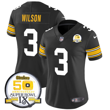 Women's Steelers 50th Anniversary Of Super Bowl IX Patch Vapor Limited Jersey - All Stitched