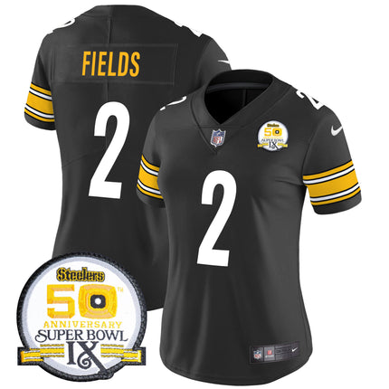 Women's Steelers 50th Anniversary Of Super Bowl IX Patch Vapor Limited Jersey - All Stitched
